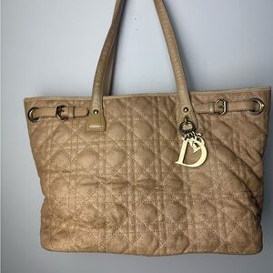 Dior Tan Quilted Tote Bag